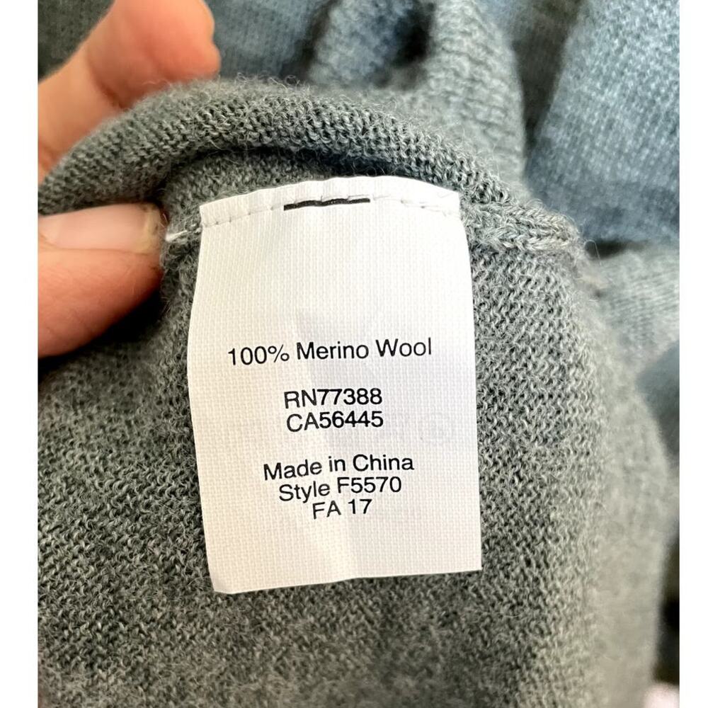 Madewell Northlight Merino Wool Hi-Lo Sweater Heather Sage Green Medium - Picture 3 of 6
